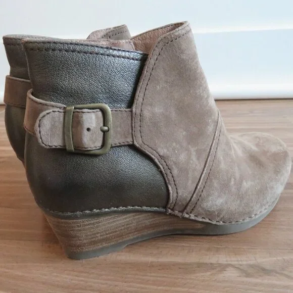 DANSKO Shirley Suede Leather Stacked Heel Ankle Boots in Taupe Size EU 40 - Picture 10 of 14